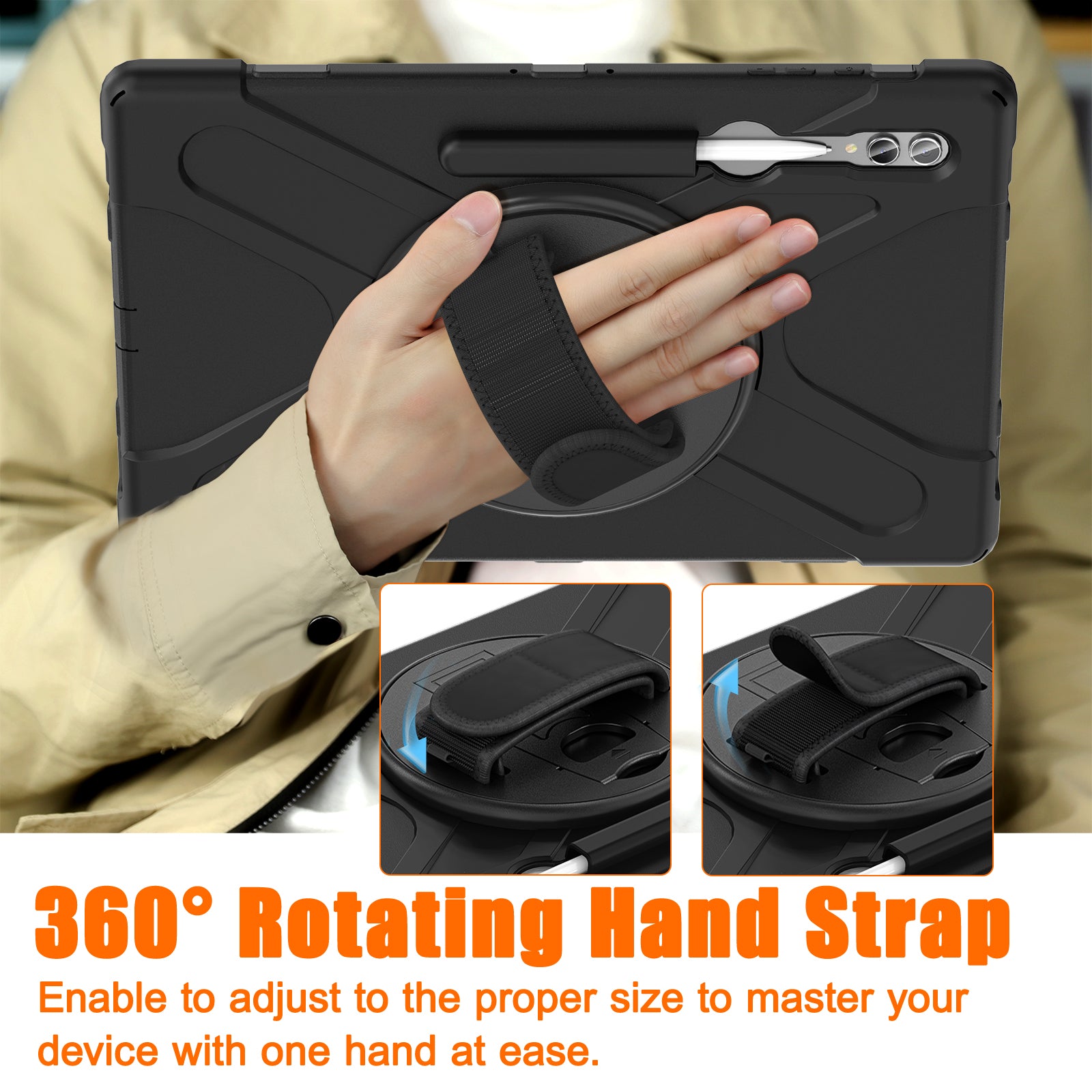 For Samsung Galaxy Tab S9 Ultra X910 S8 Ultra X900 X906 PC Silicone Kickstand Tablet Case with Hand Band For Samsung Galaxy Tab S9 Ultra X910 S8 Ultra X900 X906 PC Silicone Kickstand Tablet Case with Hand Band